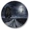 Designart - Paved Road Under A Full Moon - Nautical & Coastal Metal Circle Wall Art